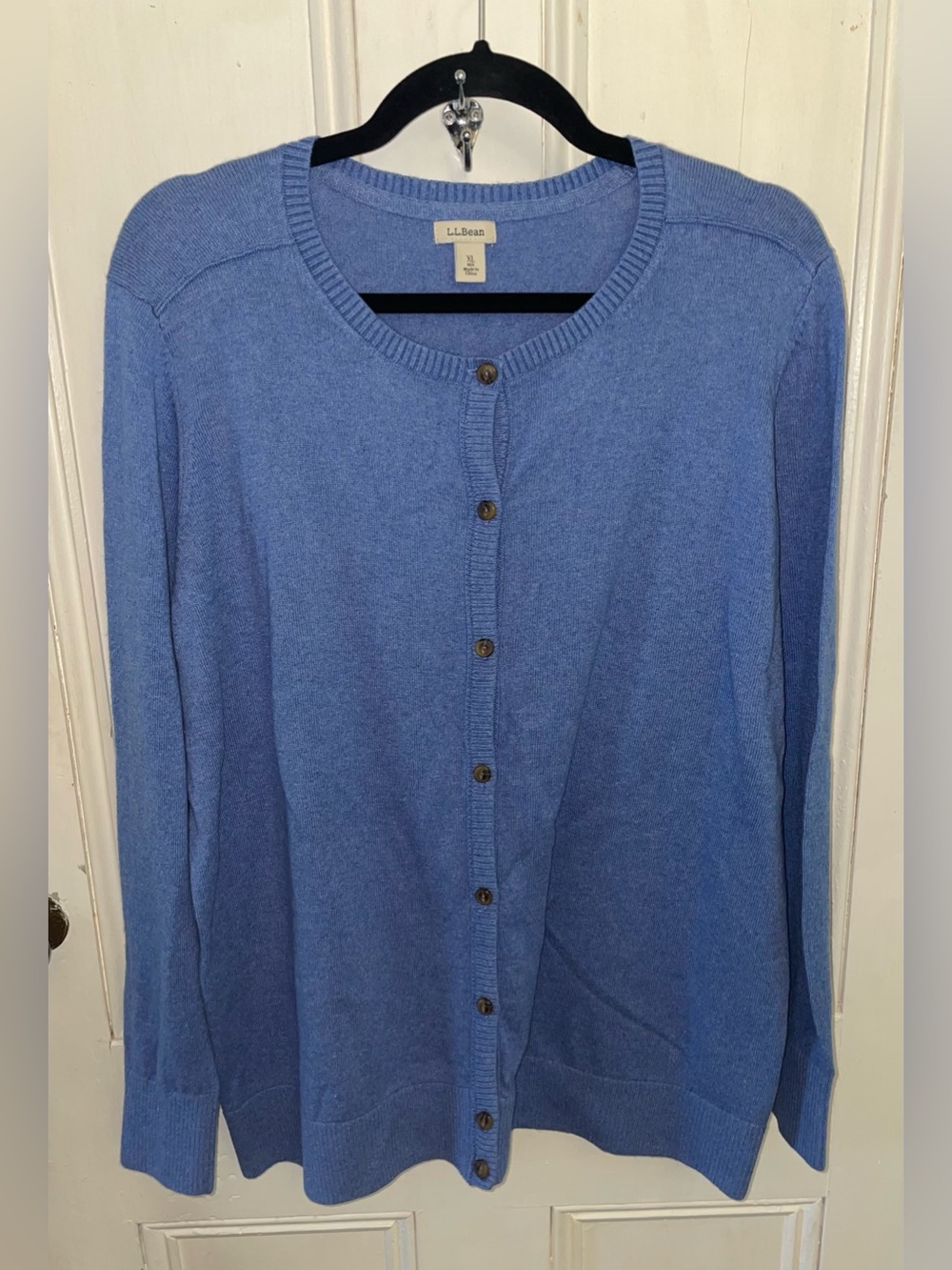 L.L.Bean Cotton Cashmere Cardigan Sweater Women's XL Periwinkle Blue